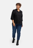 'Veloura' Bluse – Leinenmix, Spitzensaum