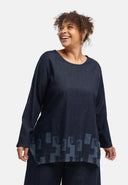 Túnica "Nila" – Dark Denim, estampado láser