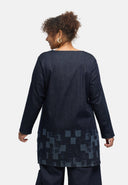 Túnica "Nila" – Dark Denim, estampado láser